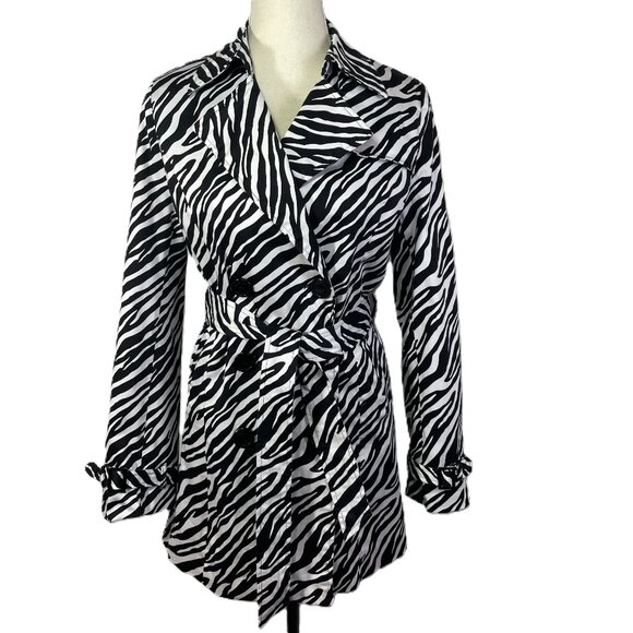 Vertigo Paris Jackets & Blazers - Vertigo Paris Zebra Print Trench Black White Cotton Stretch Size M